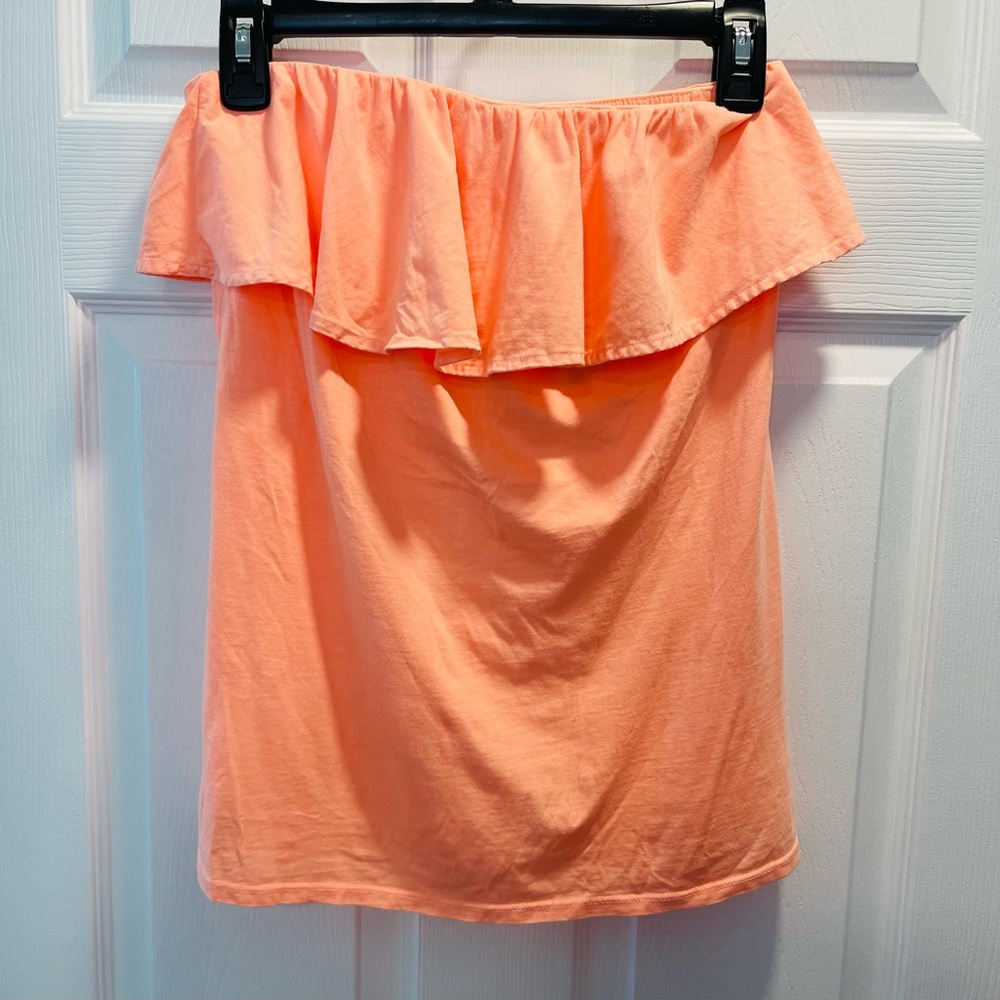 Lilly Pulitzer Bright Peach Strapless Ruffle Top